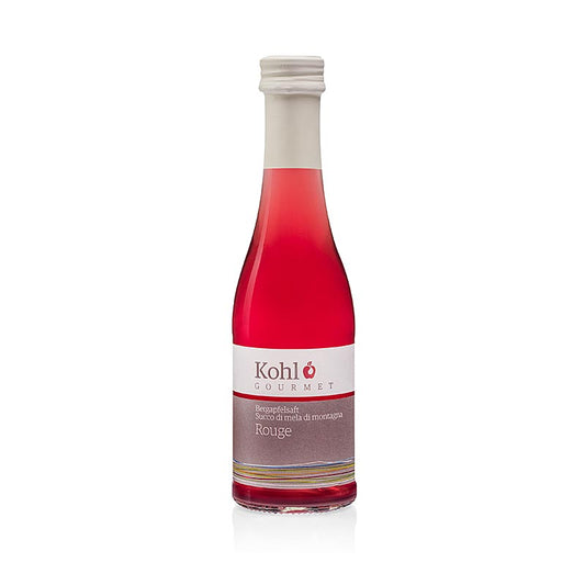 Gourmet Bergapfelsaft Rouge, 200 ml - Roter Bergapfelsaft aus handgepflückten Äpfeln mit hohem Anthocyan-Gehalt, kräftig im Geschmack und wenig Zucker, empfohlen als Aperitif oder zu asiatischen Gerichten und Gemüseterrinen bei einer Serviertemperatur von 8-10°C