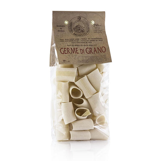 Paccheri Morelli 1860 mit Weizenkeimen, 250 g, handgemachte italienische Pasta von höchster Qualität, ohne Konservierungs- und Farbstoffe, aus hochwertigstem Hartweizengrieß hergestellt
