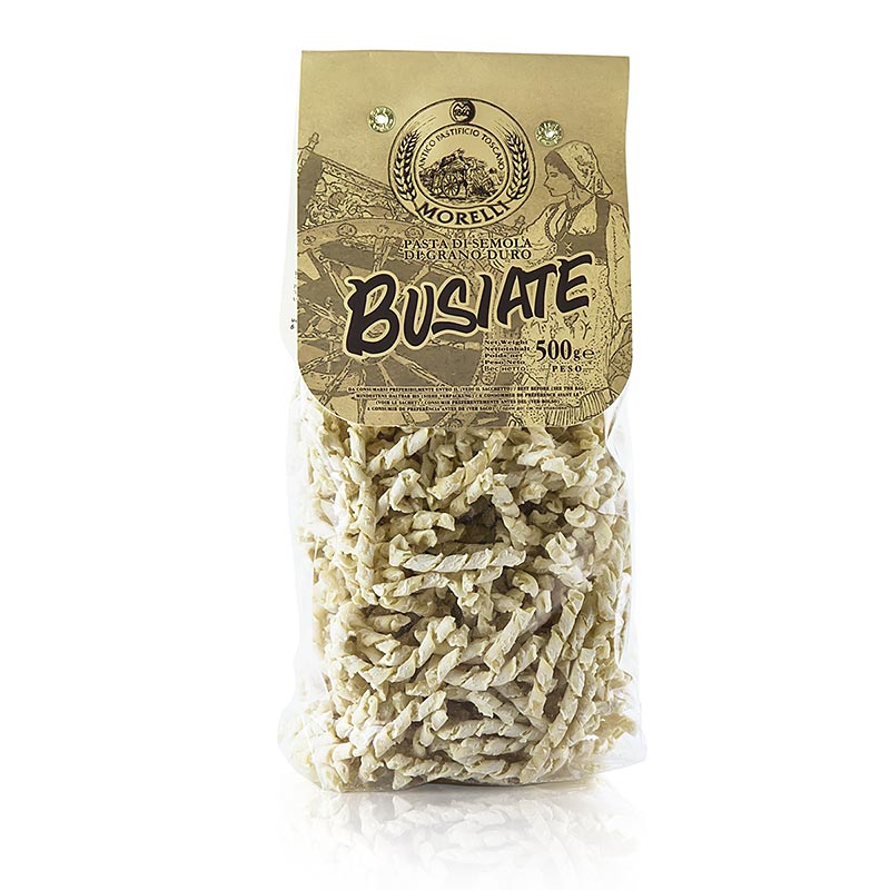 Morelli 1860 Busiate Germe di Grano, handwerklich hergestellte Pasta mit Weizenkeimen, 500 g, typische Busiate-Form aus Sizilien, perfekt für Saucen