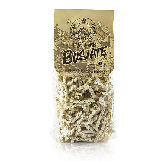 Morelli 1860 Busiate Germe di Grano, handwerklich hergestellte Pasta mit Weizenkeimen, 500 g, typische Busiate-Form aus Sizilien, perfekt für Saucen