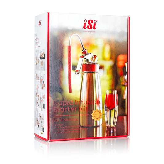 Espuma - Profi Geschenkset  iSi Rapid Starter (Sprayer/Buch/Kapseln/Infusion), 4 tlg - Ein Set für die Zubereitung von köstlichen Espumas und Infusionen, inklusive Sprayer, Buch, Kapseln und Zubehör