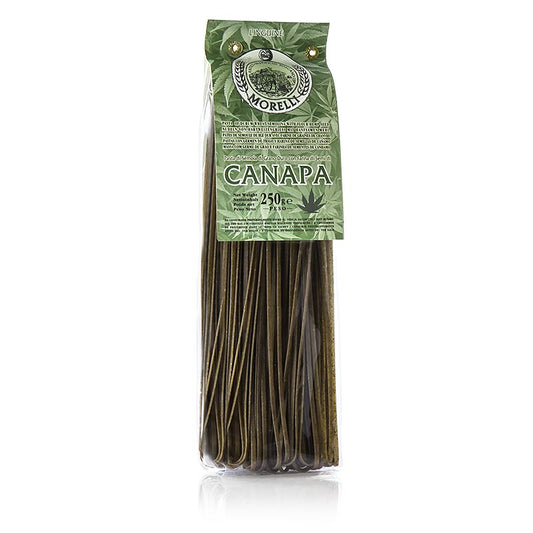 Linguine Morelli 1860, Canapa mit Hanfmehl, 250 g - handgemachte italienische Pasta mit Weizenkeim, fest in der Konsistenz und intensiv im Geschmack, ohne Konservierungs- und Farbstoffe, 36 Stunden lang bei niedriger Temperatur getrocknet