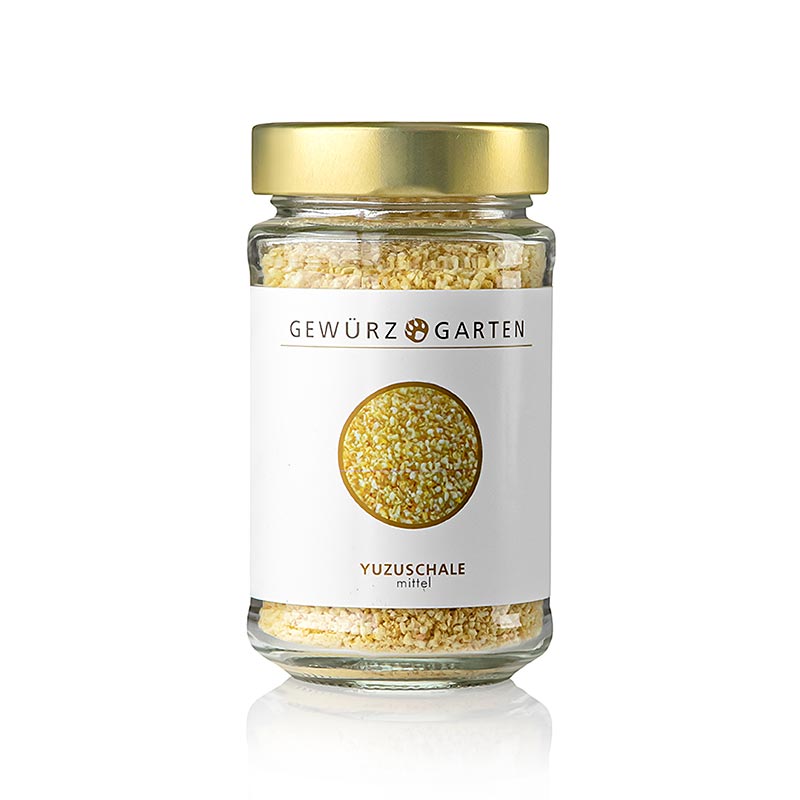 Bild eines Produkts Gewürzgarten Yuzu Schale, mittel, 100% Yuzu, Japan, 50 g, das in der japanischen und anderen asiatischen Küchen verwendet wird, um frische Saucen, Dressings, Gebäck und Getränke mit dem einzigartigen Aroma der Yuzu-Zitrusfrucht zu verfeinern