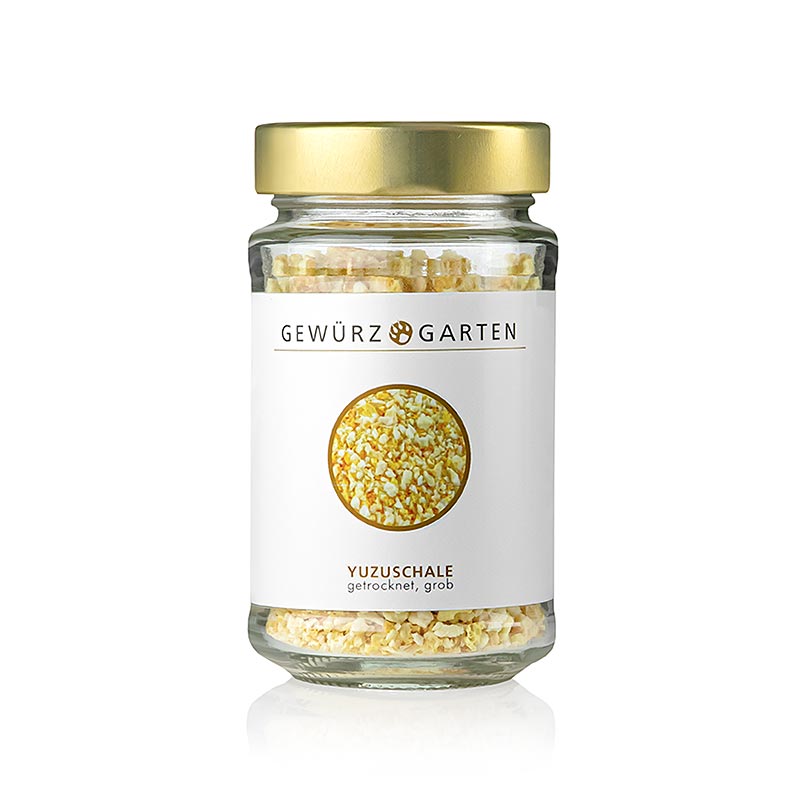 Bild eines Produkts Gewürzgarten Yuzu Schale, grob, 100% Yuzu, Japan, 20 g - eine vielseitige Zitrusfrucht für frische Saucen, Dressings, Gebäck und Getränke