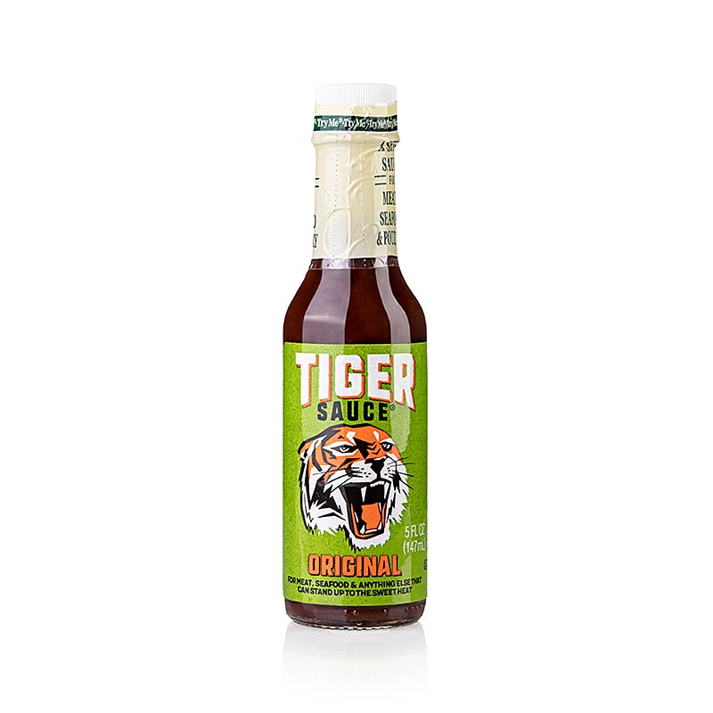 Flasche Australian Try Me Tiger, BBQ und Würzsauce, The Original, 147 ml, mit exotischer, mild würziger Cayenne-Pfeffer-Sauce, ideal für Fleisch, Meeresfrüchte und Geflügel, perfekt für Sandwiches, Dips und Suppen
