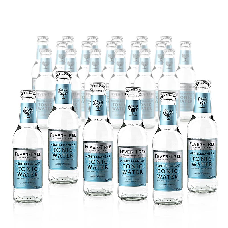 Mediterranes Tonic Water von Fever Tree, 4,8 l, 24 x 200ml, mit feinen Aromen von Thymian und Rosmarin, speziell für Premium Vodka und edlen Gin entwickelt