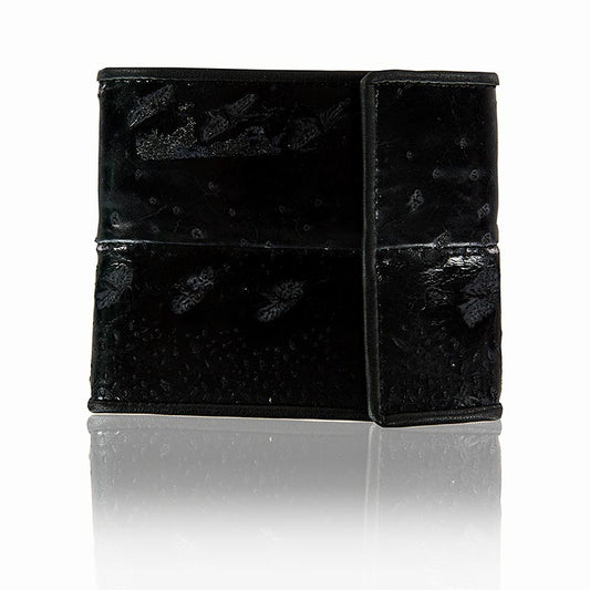 Portacarte di credito per 6 carte, con bottone a pressione, in pelle di storione/bovino, nero, 11x9x2 cm, 1 pz.