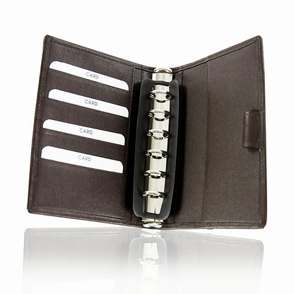 Ringbuch, A6, Stör-/Rinderleder, braun, 16,5x12,5cm, 1 St