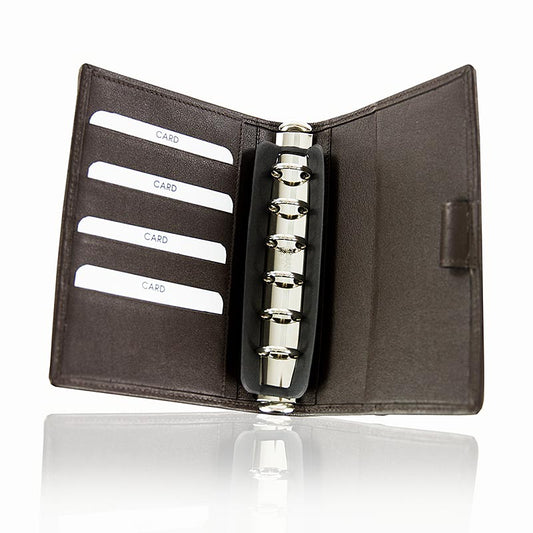 Raccoglitore ad anelli, formato A6, pelle di storione/bovino, marrone, 16,5x12,5 cm, 1 pz.