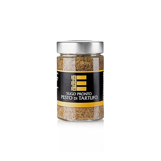 Trüffel-Pesto mit 5% Tuber Aestivum, Etruria, 160 g: Köstliches Pesto aus Sommertrüffeln, Champignons und Parmesan, ideal für Pasta, Saucen, Dressings, dunkles Brot und Käse