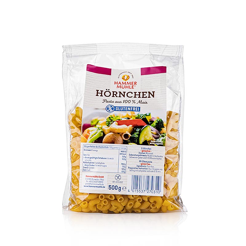 Glutenfreie Croissants aus Mais von Hammermühle, laktosefrei, knusprige Außenseite und weiches, flauschiges Inneres, perfekt für Menschen mit Glutenunverträglichkeit oder Laktoseallergien, 500 g-Packung