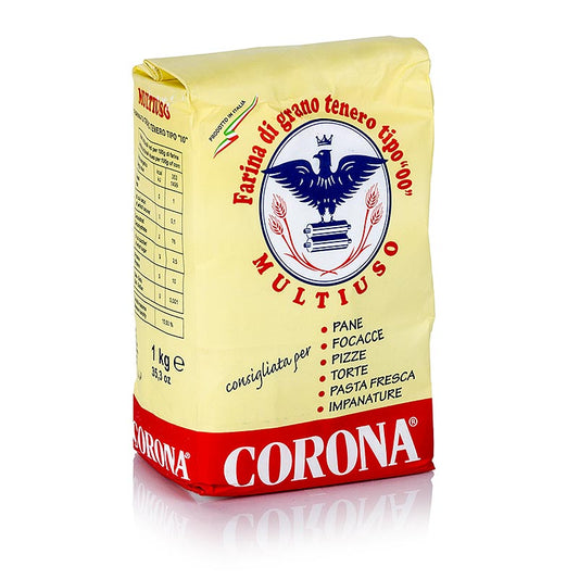Feines Weizenmehl Typ 00 für die Zubereitung von Nudelteig, Pizza, Panade, Gebäck und hausgemachtem Brot, 1 kg-Packung