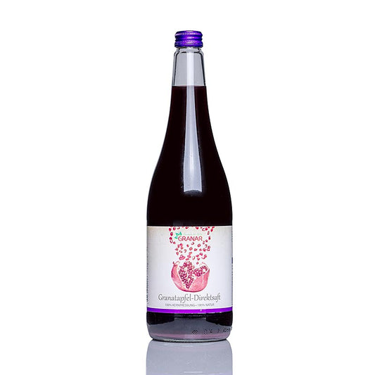 Leckerer Granatapfel Direktsaft, hergestellt durch schonende Kernpressung, in praktischer 1 l Flasche von der Marke Granar (German)