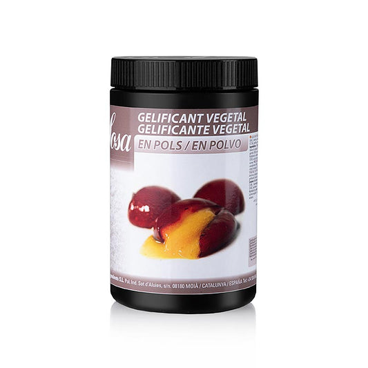 Vegetarische Gelatine-Pulver, hergestellt aus Carrageen (Kappa) und Johannisbrotkernmehl, für elastisches, transparentes Gel bei 65°C, hitze-reversibel, angenehmes Mundgefühl, empfohlene Dosierung 50g-60g/1L