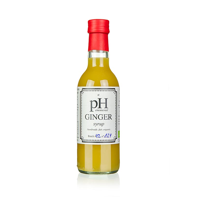 250 ml veganes, BIO-Ingwersirup, hergestellt aus frischem Bio-Ingwersaft und Orangensaft, gesüßt mit bestem Bio-Agavendicksaft, ideal für alkoholfreie Limonaden oder als Basis für Cocktails, nach Anbruch im Kühlschrank aufbewahren