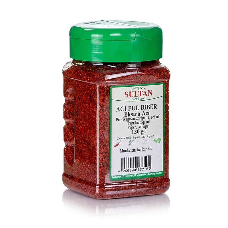 Pul Biber, türkische Chili Würzzubereitung, 130 g - scharfe Gewürzmischung aus Paprika, Chili, Salz und Pflanzenöl für die türkische Küche