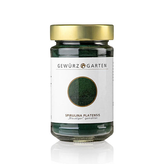Gewürzgarten Spirulina platensis (Blaualgen), gemahlen, 120 g - Vielseitiges Superfood-Pulver für Smoothies, Shakes, Suppen, Pürees, Saucen, Risotto und phantasievolle Mix-Getränke