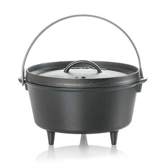 Gusseiserner Lodge Camp Dutch Oven mit 3 Füßen und Deckel, ideal für Outdoorküche, Lagerfeuer und Smoker