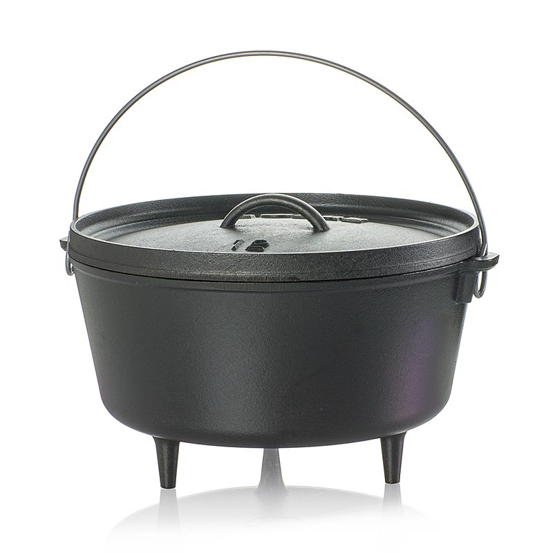 Gusseiserner Camp Dutch Oven Kochtopf mit Deckel und Füßen, ideal für Outdoorküche und Lagerfeuer