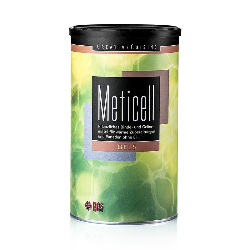Geliermittel Methylzellulose, E 461, 300 g, zur Verdickung von kalten und heißen Zubereitungen Eignet sich zum Binden von Teigen und zum Panieren ohne Mehl und Ei Anwendung: Meticell-Grundmischung herstellen und in kalte Zubereitungen einrühren
