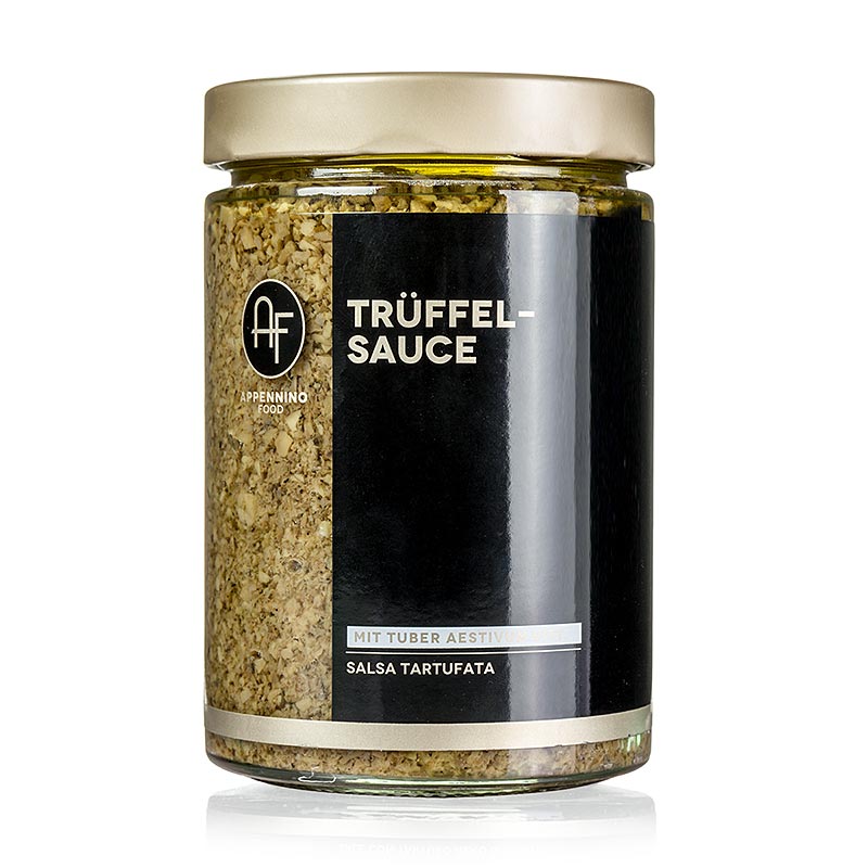 Trüffelsauce (SALSA Tartufata), mit Sommertrüffel, Appennino, 500 g - Eine köstliche Sauce aus Sommertrüffel und Champignons, perfekt für die italienische Küche und besonders lecker zu gegrilltem Fleisch