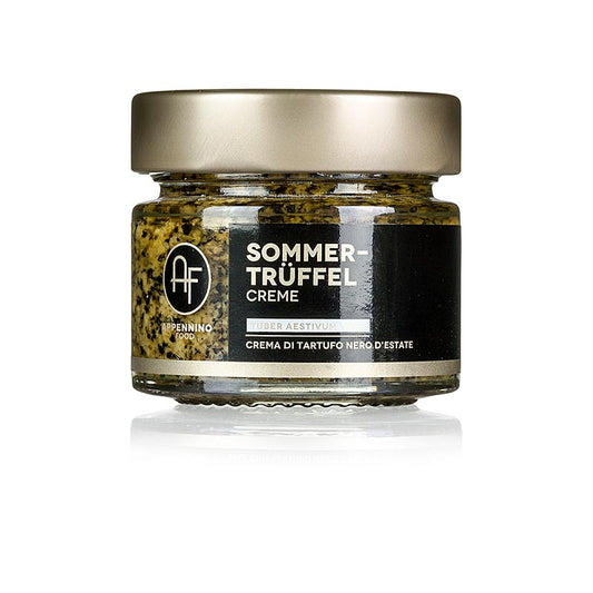 Fein gehackte schwarze Sommertrüffel Creme aus Appennino, 80 g, für Antipasti und Fleischsaucen