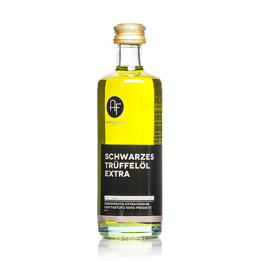 Olivenöl Nativ m schwarzem Trüffel-Aroma (Trüffelöl), Appennino, 60 ml - Ein einzigartiges Trüffelöl, das feines, natives Olivenöl aus der Emilia-Romagna mit dem Geschmack von Wintertrüffeln verbindet und eine ganz spezielle absolute Trüffelnote bietet Ideal zu Spargelgerichten
