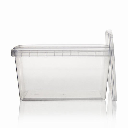 Rechteckige Kunststoffdose RectAcup mit Deckel, 139x98x71mm, 600ml, Verschlusssicherung