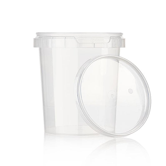 Runde Kunststoffdose Circlecup mit Deckel und Verschlusssicherung, 870ml Fassungsvermögen