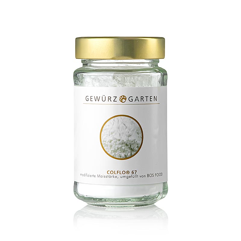 Gewürzgarten Colflo 67, modifizierte Maisstärke, umgefüllt von BOS FOOD GmbH, 115 g - Allround Kochstärke für Suppen, Cremes und Saucen, entwickelt für Profis, mit glattem, feinem Mundgefühl und tiefkühlstabil Dosierung: 20-40g auf 1 Liter