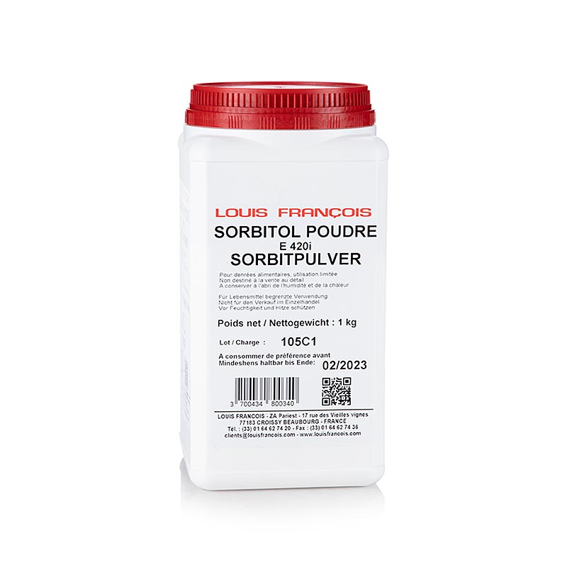 Sorbitol Pulver von Louis Francois, 1 kg, Zuckeraustauschstoff mit Feuchthaltemittel-Eigenschaften