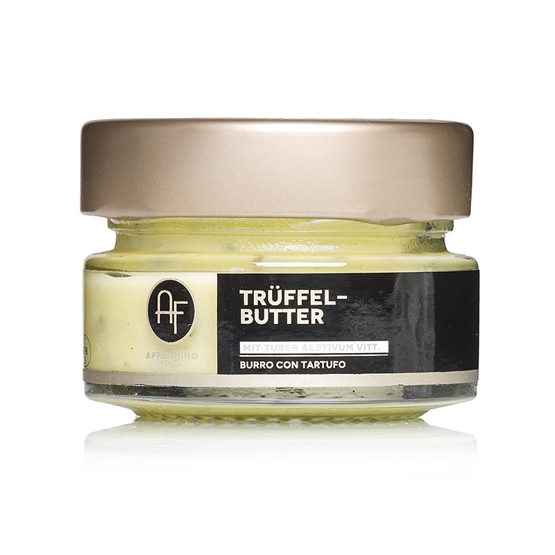 Trüffelbutter-Zubereitung mit Sommertrüffel (BURRO con Tartufo), Appennino, 50 g - Verfeinerung von Nudelsaucen mit frisch verarbeiteter Rahmbutter und klein gehackten Sommertrüffeln