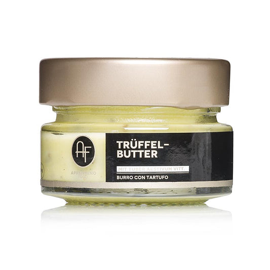 Trüffelbutter-Zubereitung mit Sommertrüffel (BURRO con Tartufo), Appennino, 50 g - Verfeinerung von Nudelsaucen mit frisch verarbeiteter Rahmbutter und klein gehackten Sommertrüffeln