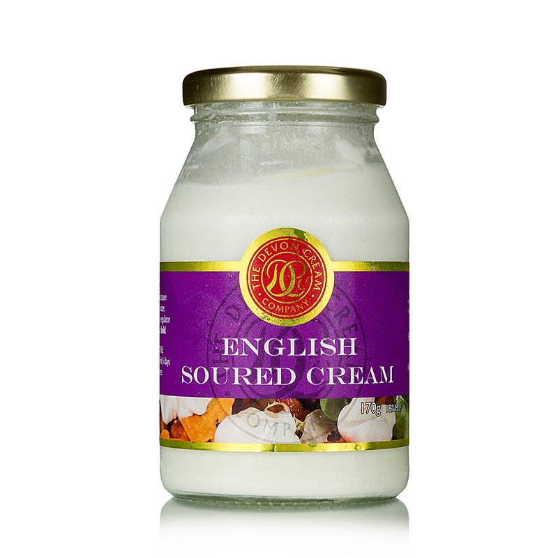 Englischer Sauerrahm, handgefertigt nach traditionellem Rezept, perfekt als Zutat in Backwaren oder Soßen, in praktischem 170g Becher verpackt