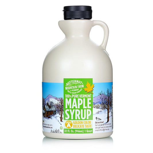 Ahornsirup - Golden, Vermont, 946 ml: Originaler A Grade Ahornsirup aus Vermont, goldklar und mit bestem Ahornaroma, ideal als natürlicher Zuckerersatz und köstliche Sauce für Eis und Süßspeisen