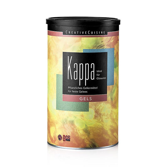 Kreative Küche Kappa, Geliermittel, 400 g - Natürliches Geliermittel aus Rotalgen zur Herstellung von Gelees mit fester Textur und spröder Oberfläche, geeignet für kalte Flüssigkeiten und Temperaturen bis 60 °C, verliert in sauren Medien teilweise an Gelierfähigkeit