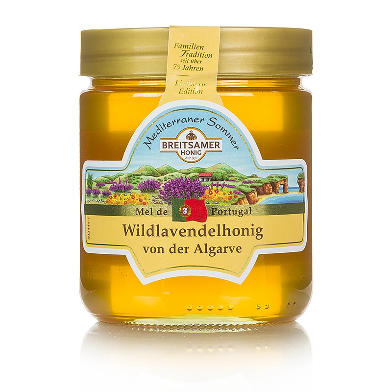 Honigglas mit der aromatisch blumigen, zart fließenden Honigspezialität aus wildem Lavendel von der Algarve, 500 g