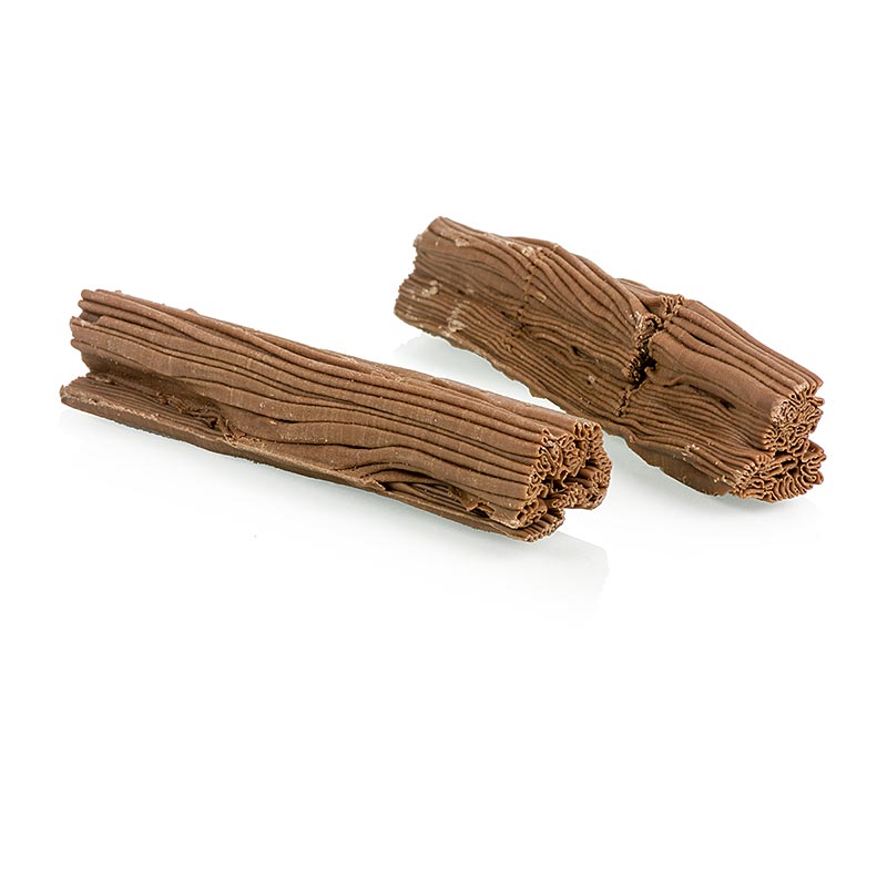 Ansprechende Schokoladen-Dekoration und Beigabe zu Desserts, Eisbechern und Patisserie-Kreationen, Ulmer Borkenschokolade Vollmilch 30% 7,5cm 2,5 kg