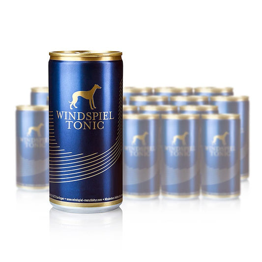 Windspiel Tonic Water aus der Eifel (blaue Dose) - erfrischendes, natürliches Mineralwasser aus der Vulkaneifel und einem Hauch Zitrone, perfekt abgestimmt auf Windspiel Premium Dry Gin