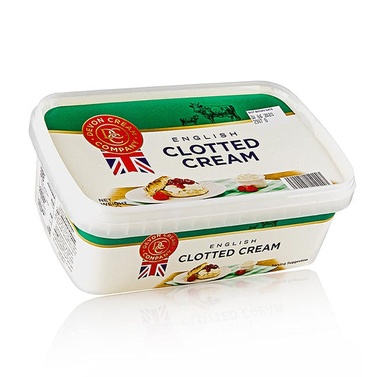 Englische Clotted Cream, feste Rahm-Creme, 55% Fett, 1 kg - Hochwertige und cremige Creme mit 55% Fettgehalt, ideal als Topping für Scones, Desserts und herzhafte Gerichte, perfekt für Hobbyköche und professionelle Küchen, entdecken Sie den reichen Geschmack dieser unverzichtbaren Delikatesse