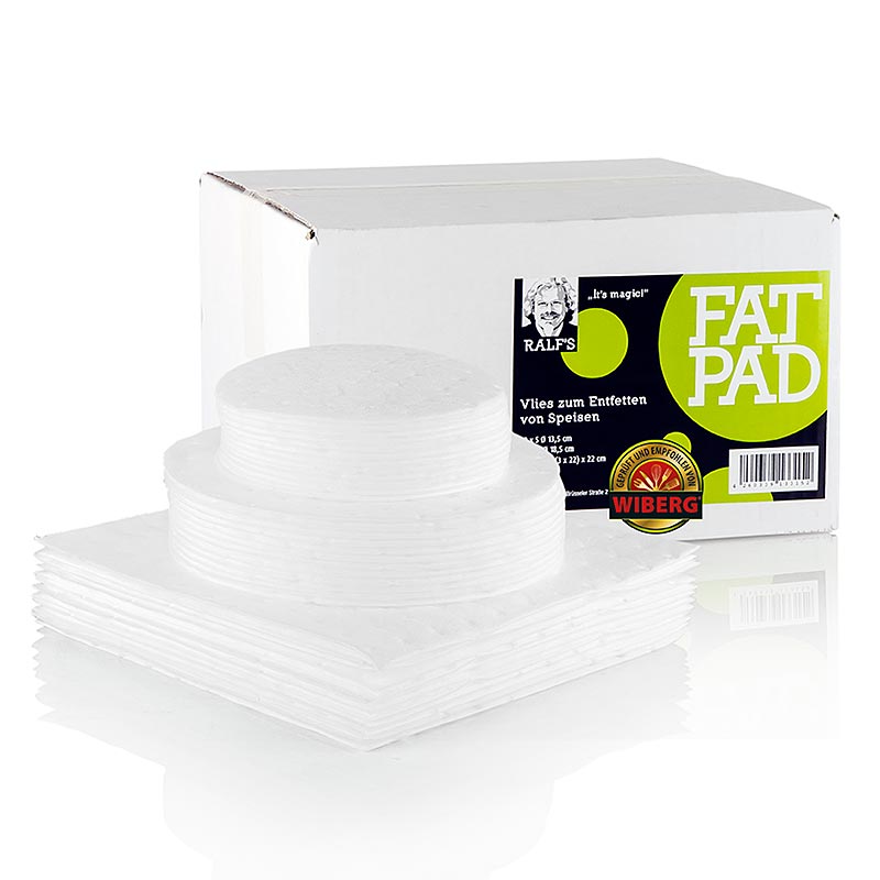 Das WIBERG FatPad Premium Plus Paket (12 x S, 12 x M, 4 x XXL), 28 tlg - Vlies zum Entfetten von Speisen, ideal für heiße Suppen und Saucen sowie Pfannengerichte und Frittiertes, bis max 140°C