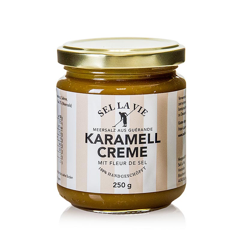 Karamellcreme mit Fleur de Sel, 250 g, ideal als Brotaufstrich oder für Süßspeisen wie Eis und warmen Apfelkuchen