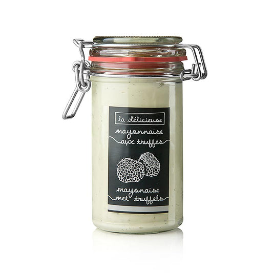 Trüffelmayonnaise, La Delicieuse, 250 ml - Eine köstliche Mayonnaise, perfekt zum Veredeln von saftigem Brot und frischem Kochschinken, verleiht jedem Bissen ein Gefühl von Glück