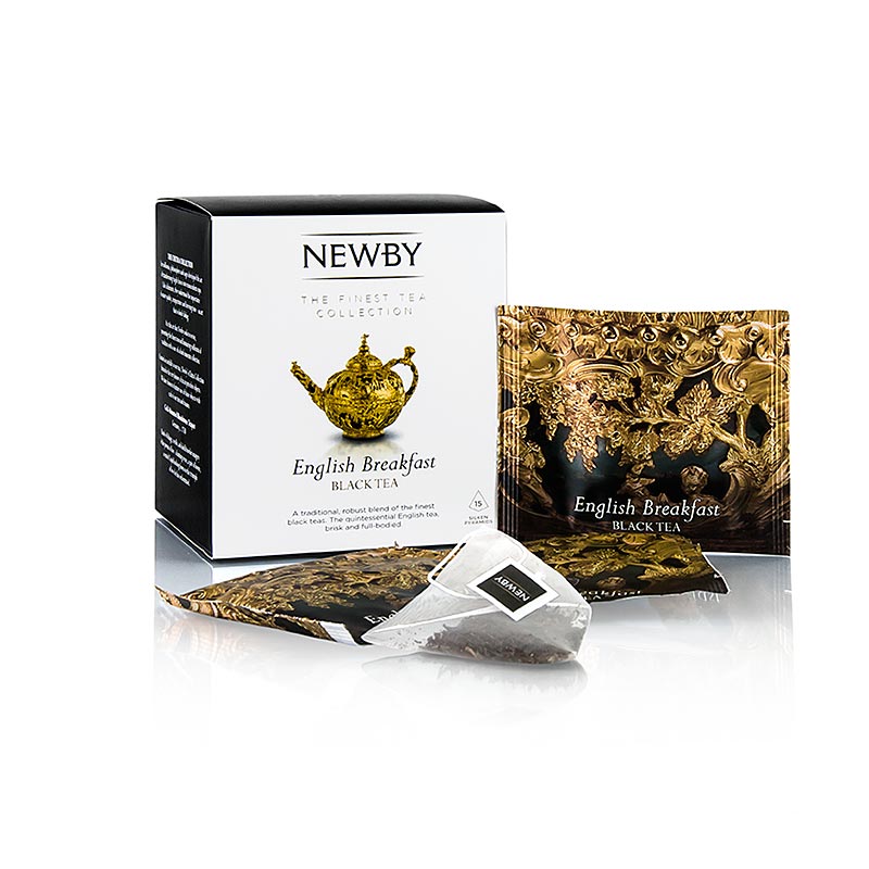 Eine Packung Newby Tea English Breakfast, schwarzer Tee, 37,5 g, 15 Stück, eine traditionelle, robuste Mischung aus feinstem schwarzen Tee, lebhaft und vollmundig, für Teeliebhaber, die Qualität und Tradition schätzen