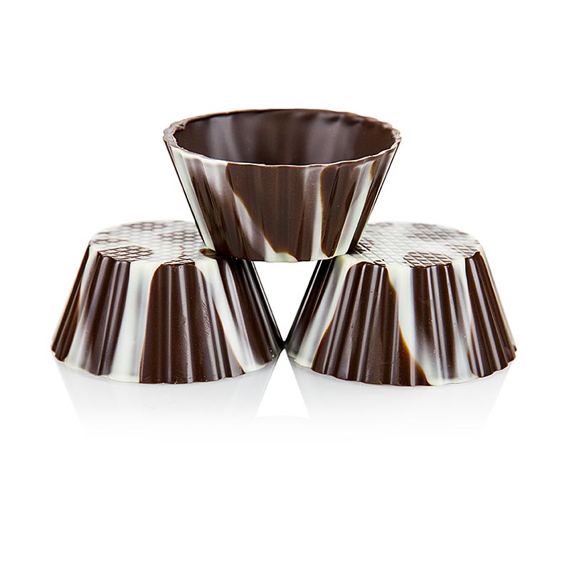 Schokoform - Victorias, marmoriert, ø 40-65mm, 30mm hoch, 904 g, 84 St - Marmorierte Schokoladenformen in verschiedenen Größen und Gewichten für kreative Rezepte