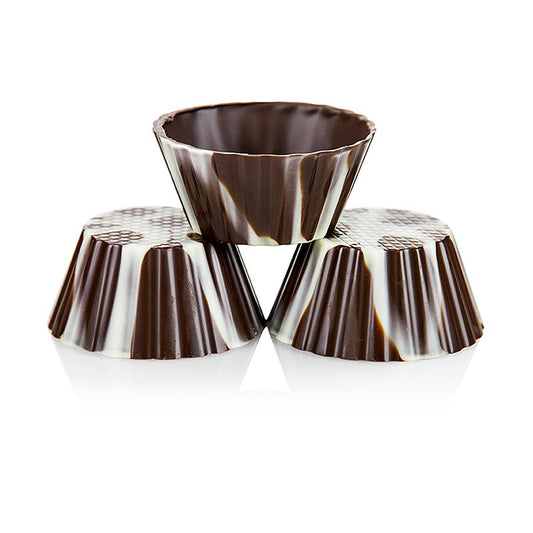 Schokoform - Victorias, marmoriert, ø 40-65mm, 30mm hoch, 904 g, 84 St - Marmorierte Schokoladenformen in verschiedenen Größen und Gewichten für kreative Rezepte