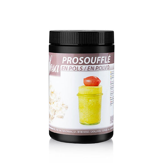 Pro Soufflé (Stabilisator), 500 g - Pulver auf Basis von Eiweiß und Xanthan für stabile und höhere Soufflés, kann kalt vermischt werden, ideal für fettfreie Flüssigkeiten ohne Enzyme, 25% höher und 5-mal stabiler als Eiweiß