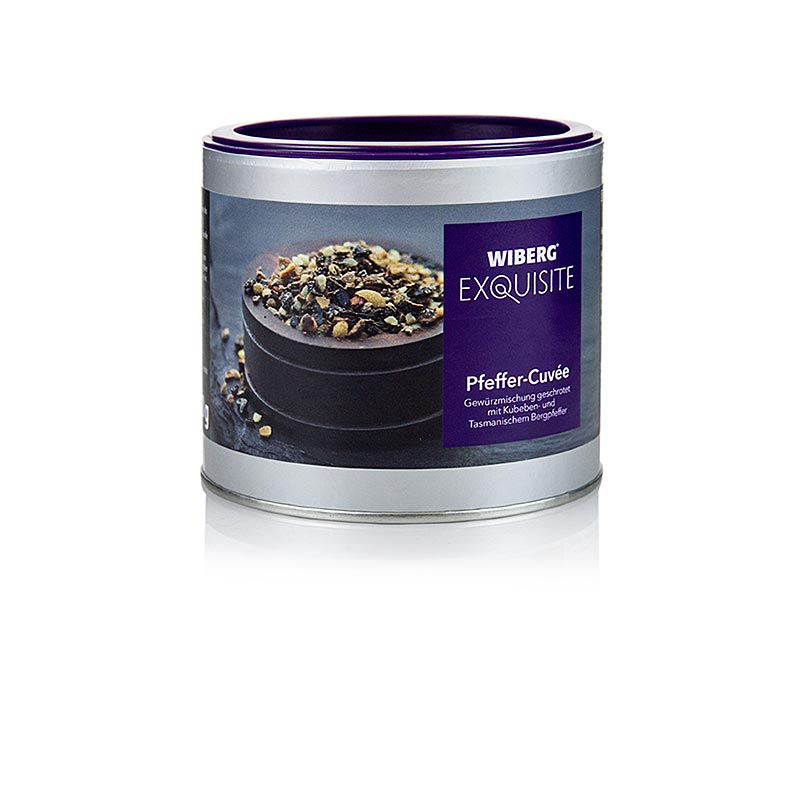 Geschrotete Wiberg Exquisite Pfeffer-Cuvée Gewürzmischung, 240 g, mit fruchtig-würzigem Kubeben- und Tasmanischem Bergpfeffer Geschmack, ideal für Fleischgerichte, Wild, Salate und mehr