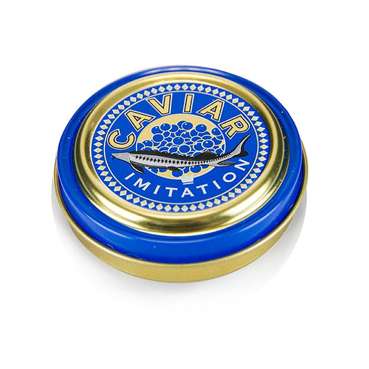 Leere Kaviardose mit stilvollem Kaviar-Motiv, ideal zum Servieren und Umportionieren Geeignet für 80g Kaviar, 100% Chef, in gold/blau, Ø5,5cm