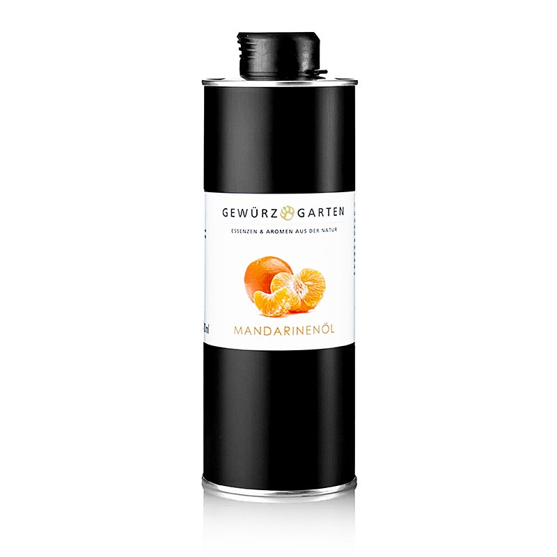 Gewürzgarten Mandarinenöl in Rapsöl, 500 ml - aromatisiertes Öl mit natürlichen ätherischen Essenzen aus Mandarinen und Rapsöl, hergestellt durch Kaltpressung der Schalen Ideal zum Vermischen mit anderen Ölen im Verhältnis 1:3
